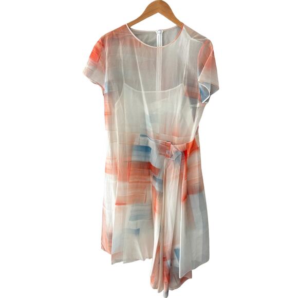 Hugo Boss Asymmetrical Difuna Silk Blend Collage Print Cocktail Dress Size 12 - Picture 2 of 8